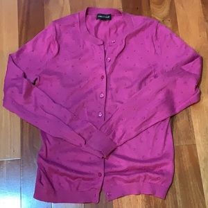 Lord & Taylor Magenta Dotted Cardigan Size Small